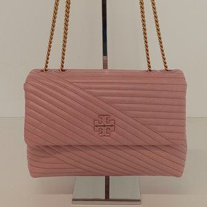 Tory Burch Kira Convertible Chain Chevron Glazed Leather Shoulder Bag - SAMPLE